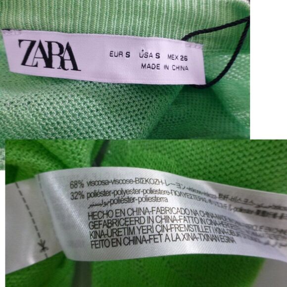 NWT Zara Long Sleeves Green Sheer Floral Top - Picture 5 of 11